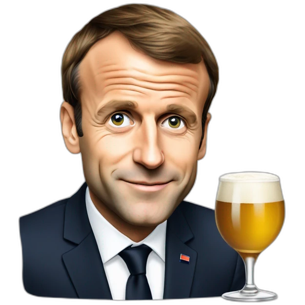 Emmanuel Macron buvant une bière emoji