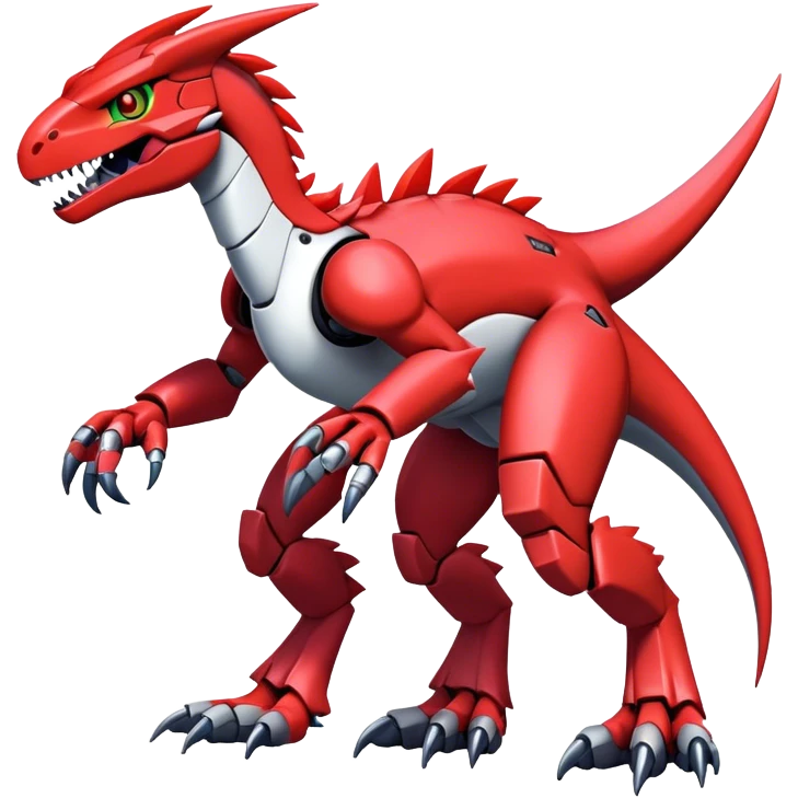 Furry maned Cool Edgy Futuristic shiny colorful Digimon-Fakemon-Guilmon-Velociraptor-Mecha full body   emoji