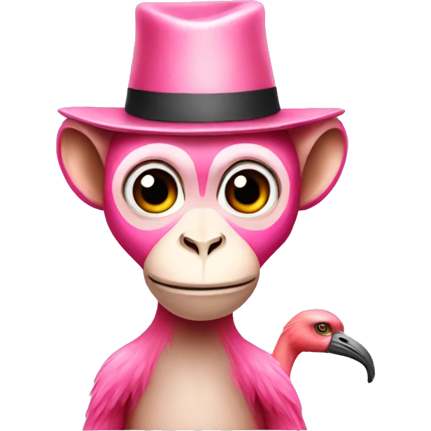 Monkey wearing a flamingo hat emoji