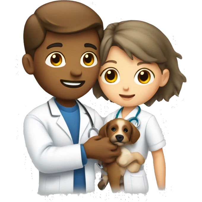 Kinesiologist boy holding a veterinarian girl emoji