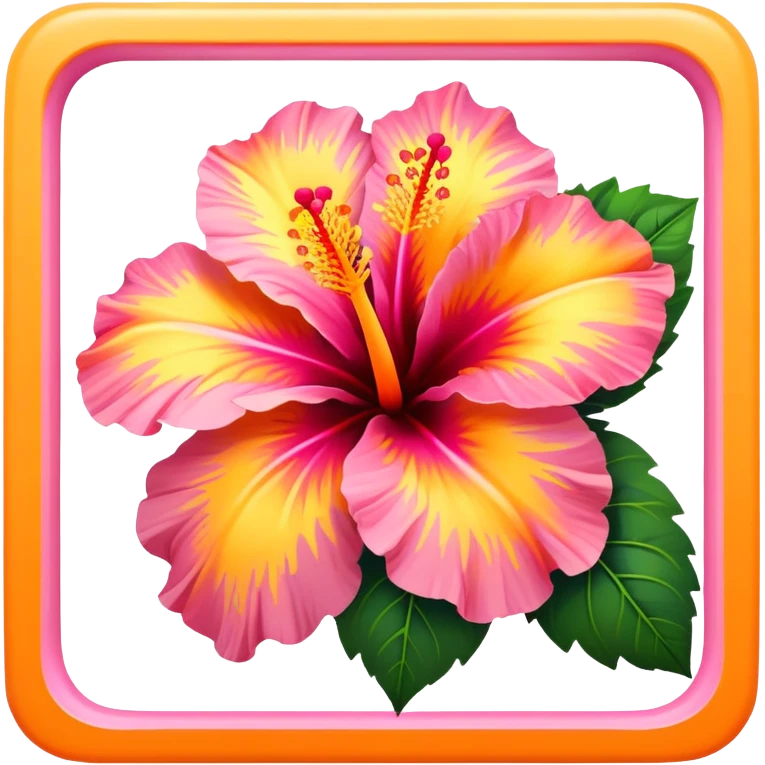 orange yellow and pink hibiscus flower inside a square  emoji