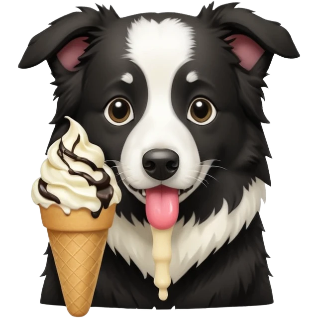 um border collie tomando sorvete emoji