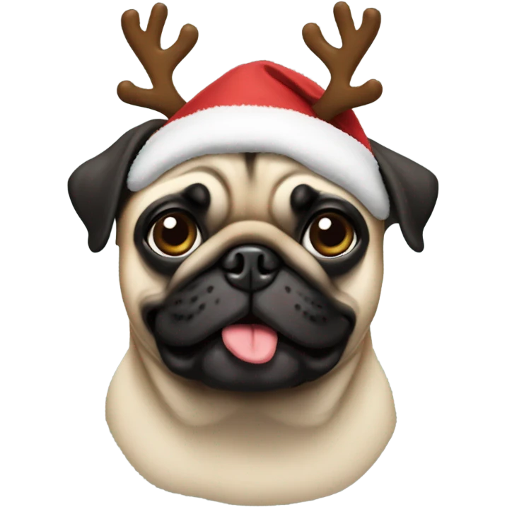 Pug with reindeer ears emoji