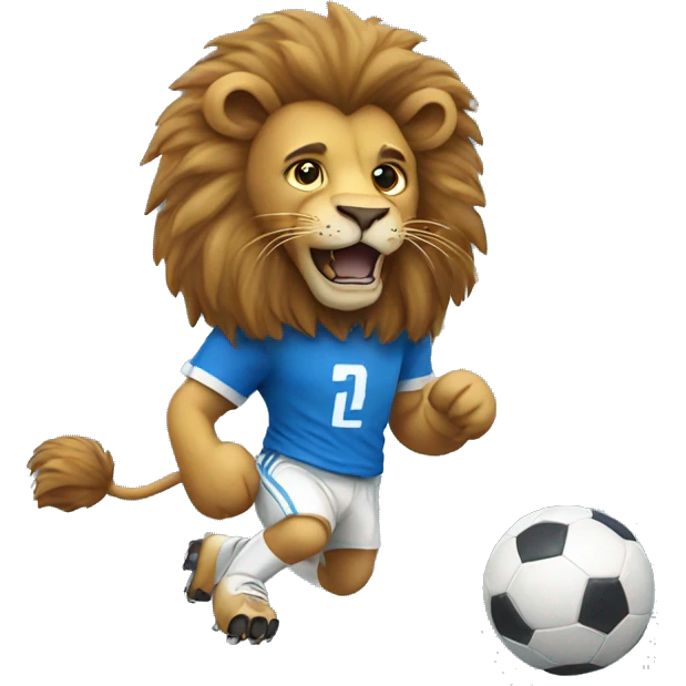 lion playing football with blue jersey emoji