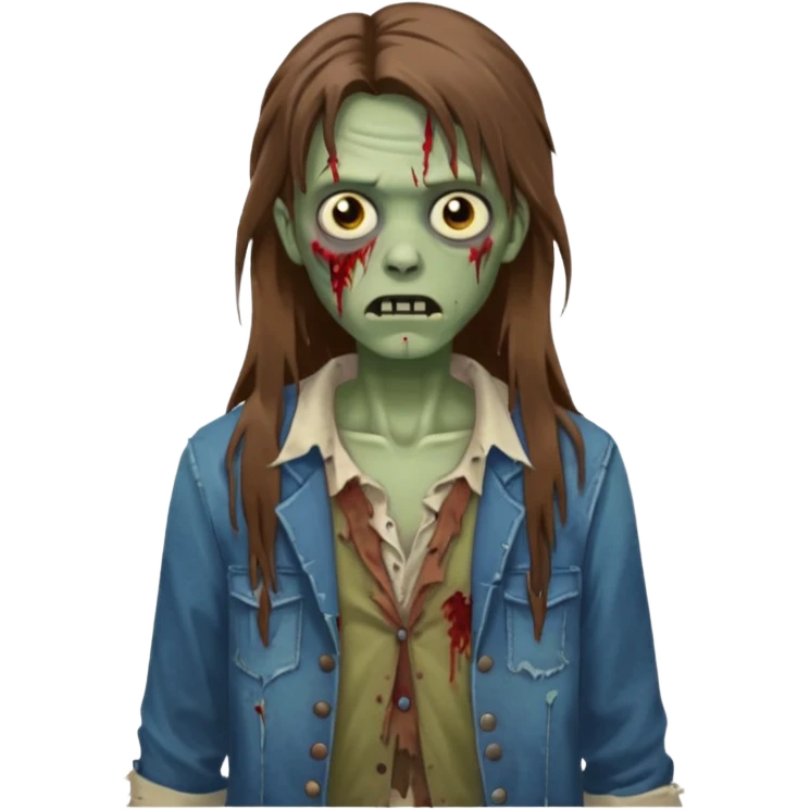 Zumbie hair Brown famele long hair  emoji