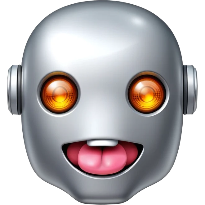 robot with tongue, playful expression emoji