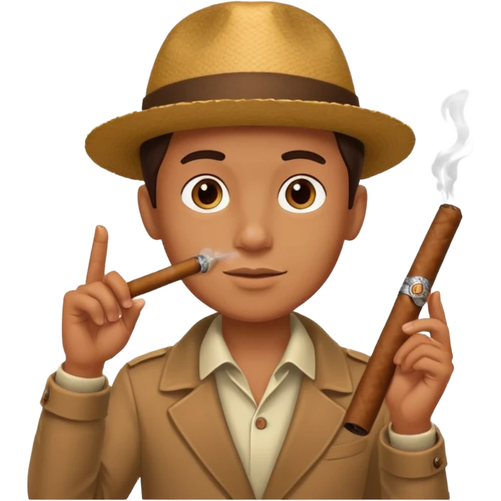 boy pointing outdoors with cigar emoji