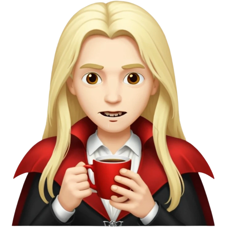 blonde long haired vampire drinking coffee emoji