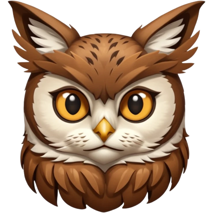 An cats head with a brown on top of the head of the cat the cats head infused with an white owls fulls body with brown wings emoji