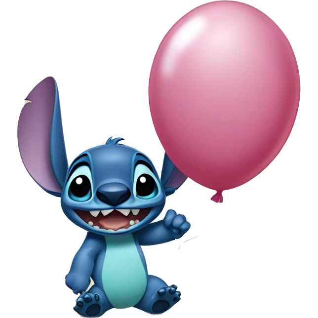Stitch from Lilo and stitch holding a balloon emoji