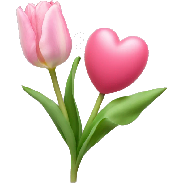 Light pink heart and tulip emoji