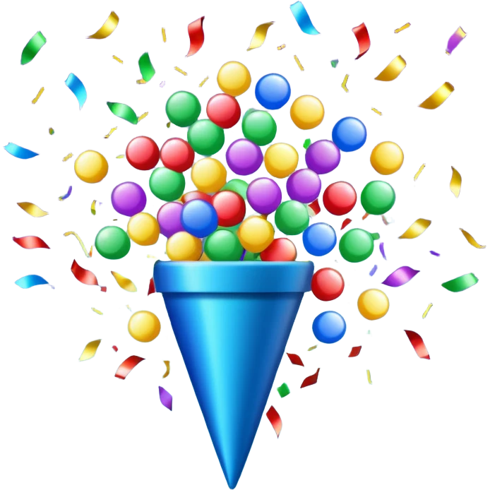party popper emoji with vibrant confetti bursting out emoji