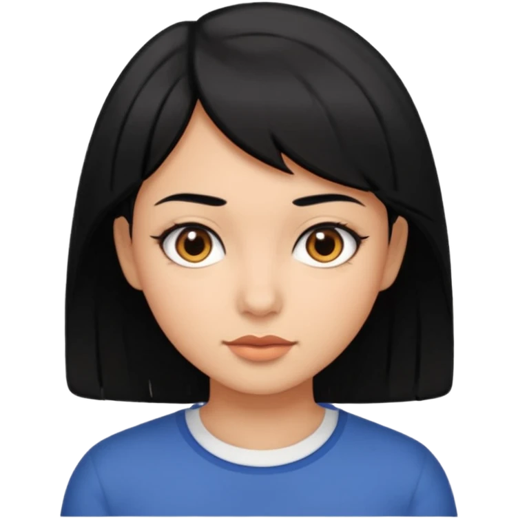 girl shortcut black hair ,medium skin ,color brown eyes emoji