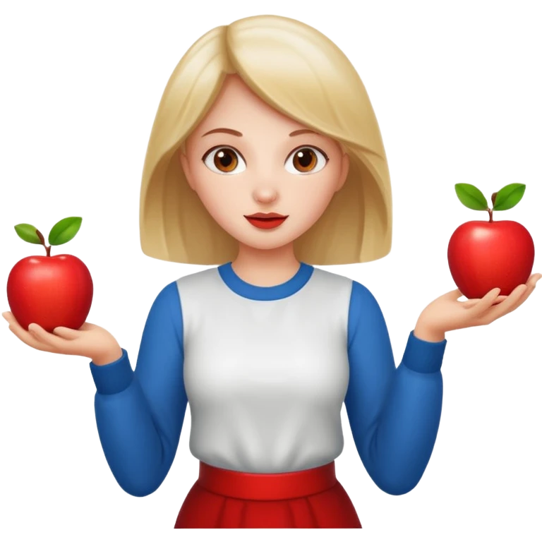 a Circus cute girl juggling two apple emoji
