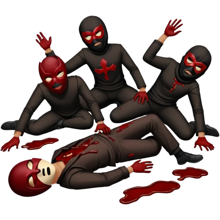 A large of masked Criminals dead on the floor emoji