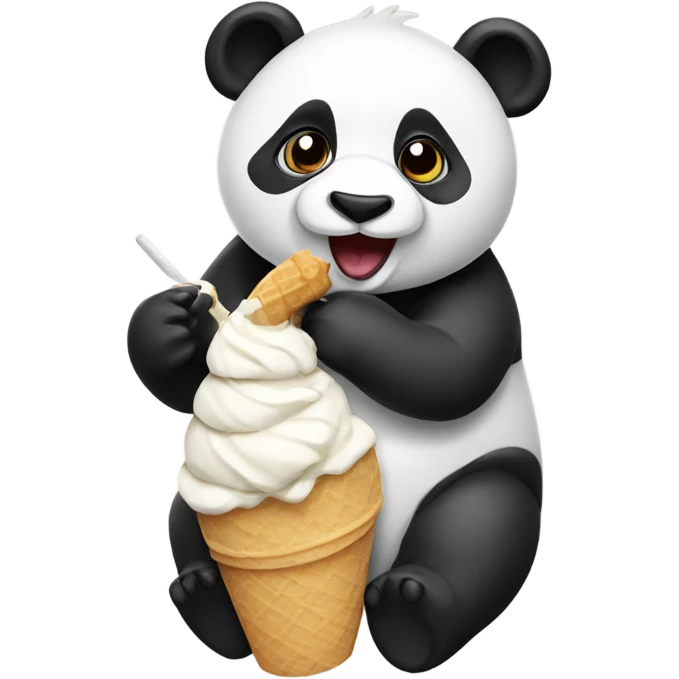 Panda eating ice cream emoji