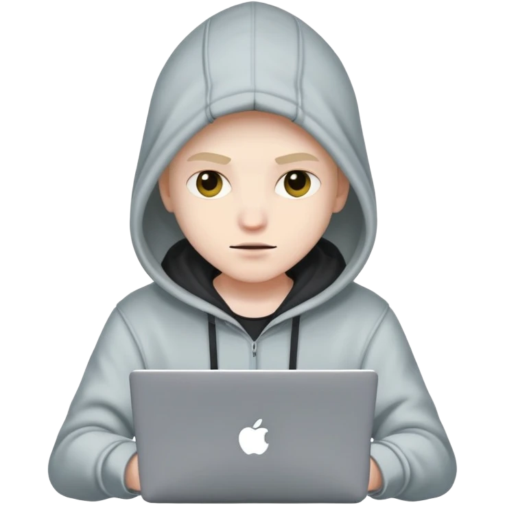 hacker with laptop wearing hoodie emoji