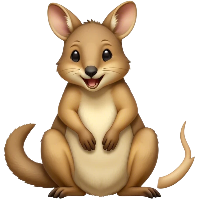 Cinematic Cute Yawning Wallaby Portrait Emoji, Head tilted slightly with a dramatic, wide-open yawn, showcasing a soft, downy tan fur with gently drooping ears, round amber eyes barely open in drowsy contentment, Simplified yet irresistibly adorable features, highly detailed, glowing with a soft, cozy glow, high shine, relaxed yet expressive, stylized with a touch of outback charm, bright and endearing, soft glowing outline, capturing the essence of a sleepy yet affectionate wallaby, so drowsy it feels like it could stretch out of the screen and curl up for a nap! emoji