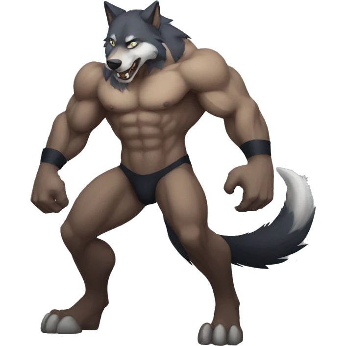 muscular anthro wolf emoji