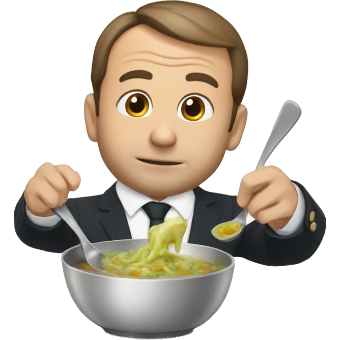 Macron qui mange de la soupe emoji