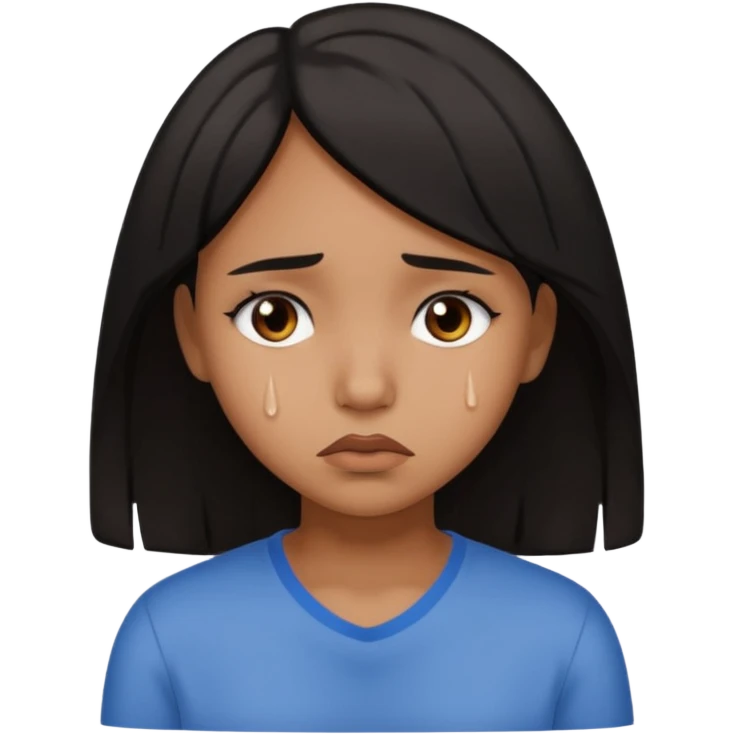 brown girl who as medium black hair who is sad emoji