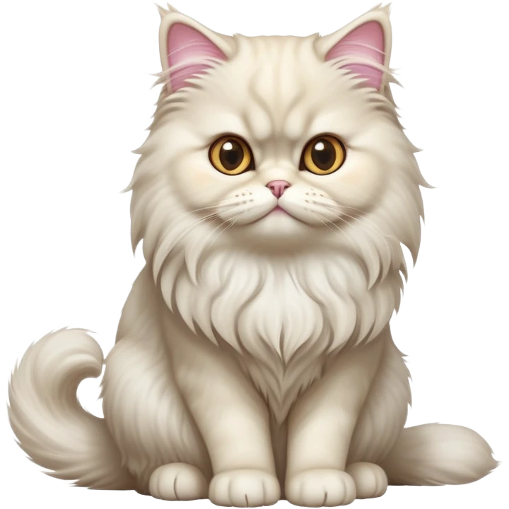 cinematic-[persian cat]-realistic-full-body-sitting-emoji,-tail-curled-playfully-around-its-paws,-head-tilted-dramatically,-fluffy-[persian cat]-fur,-simplified-yet-realistic-focused-features,-highly-detailed,-glowing-with-an-almost-sarcastic-glow emoji