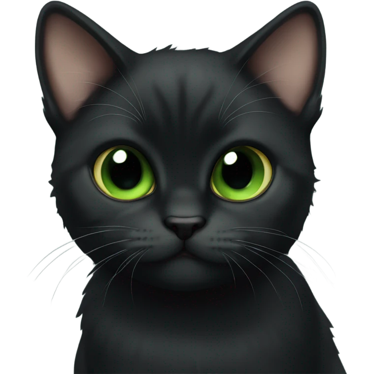 Black munchkin cat with Green eyes emoji