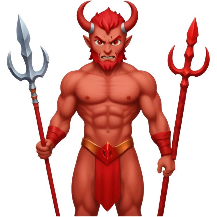 red satan with Poseidon trident emoji