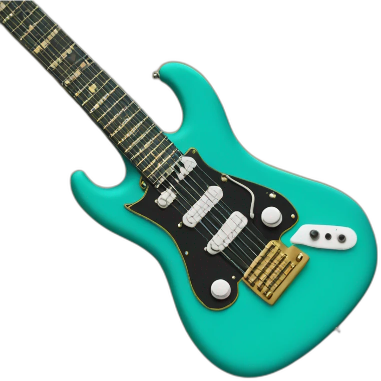 Soolking brook ;black affro cut ;turquoise electric guitar;golden crown ;skeletal face emoji