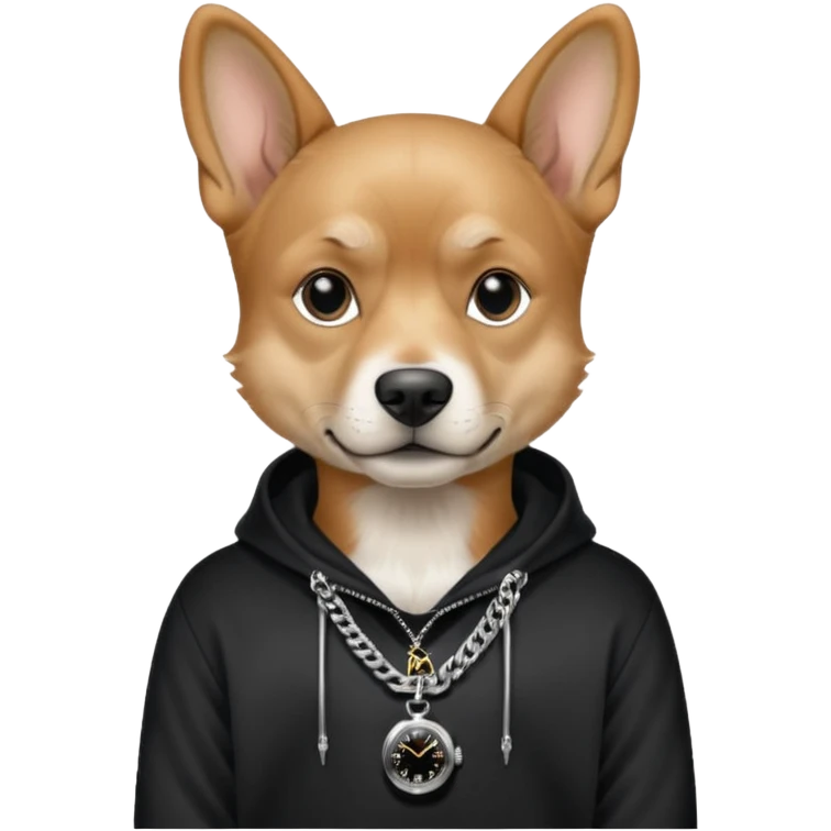 Cools dog with sweatshirt sober chain and a rolex emoji