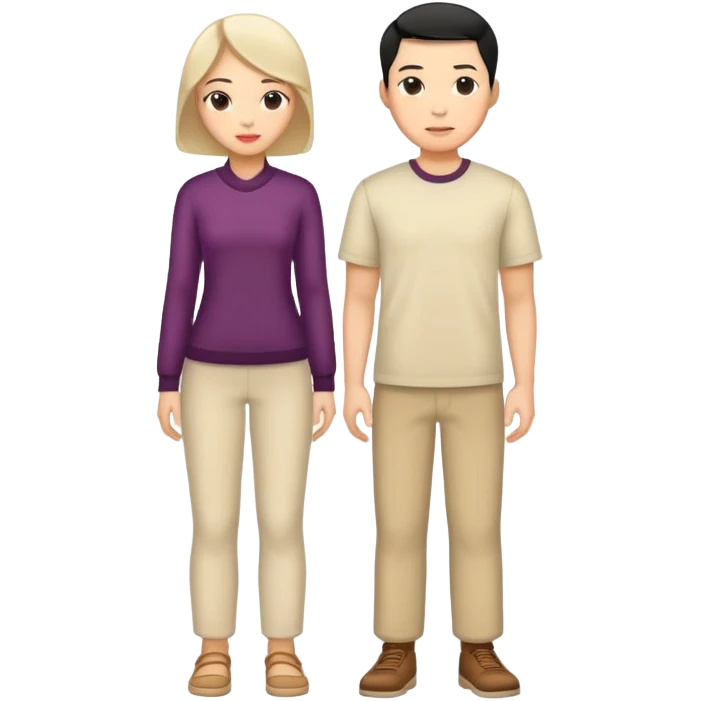 china men and woman photorealistic standing on feet emoji