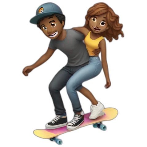 Two lovers on skateboard emoji