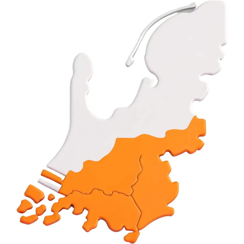 3D map of the Netherlands with distinctive shape emoji