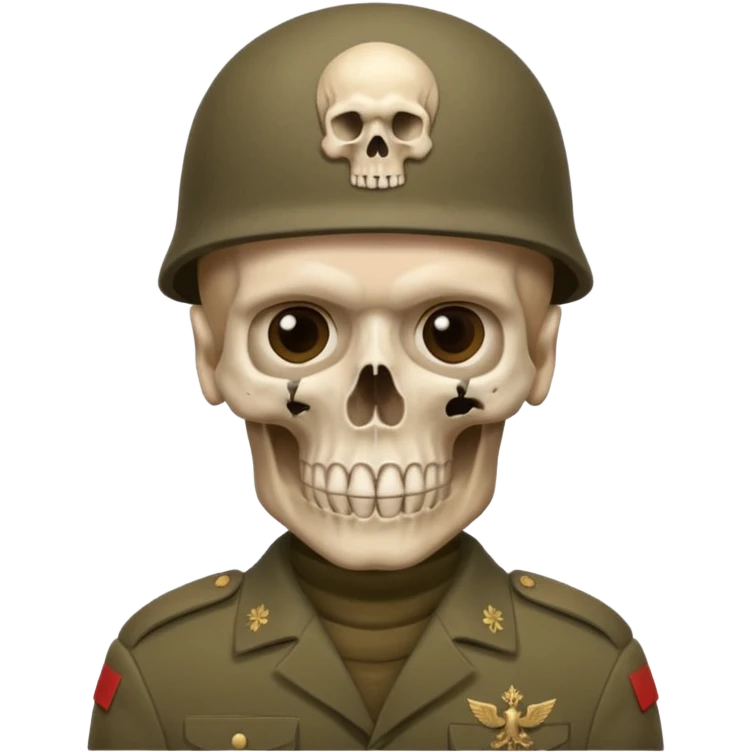 generate a realistic Russian soldier, but with a bare skull instead of a head emoji