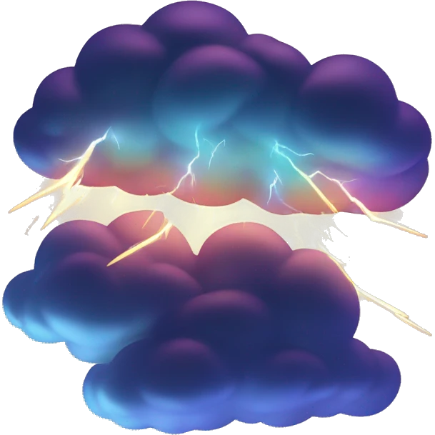 Dark iridescent cloud glowing with lightning bolts emoji