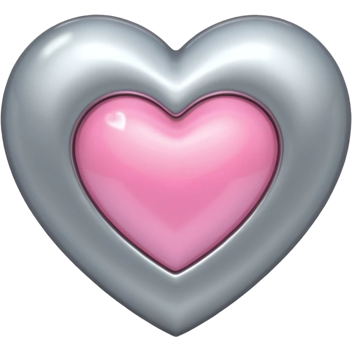 platinum heart with one mini pink heart inside of it  emoji