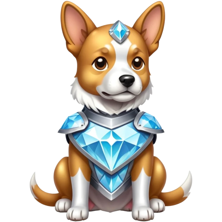Dog wearing diamond armer emoji
