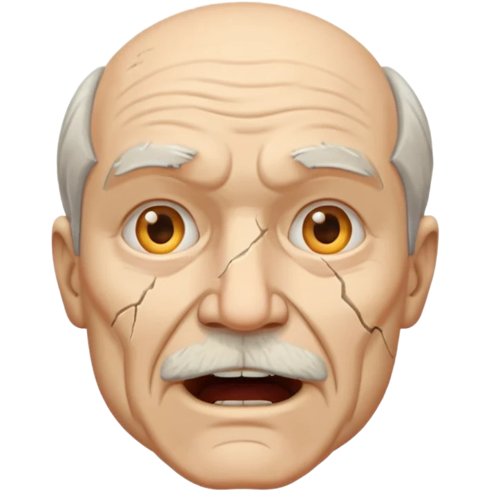 old white man with an open square mouth made of concrete emoji