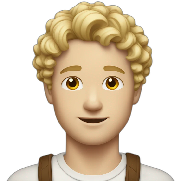 Young white man with short blonde curly hair who is a god emoji