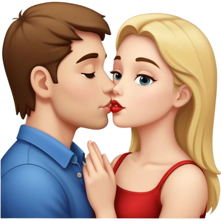 A girl kissing a guy emoji