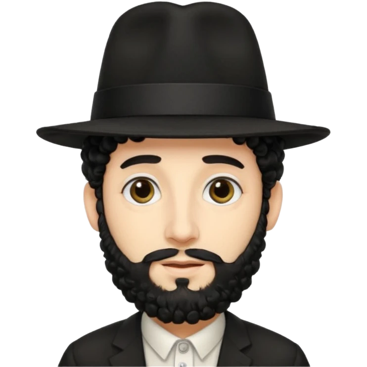 Stereotypical jewish man, rabbi, with curly hair and a hat emoji
