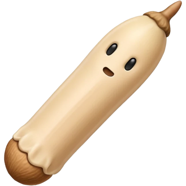 flesh beige skin color and pink cylindrical shaft penis, erect, phallus shape, no face, with glans acorn-like tip at one end with urethral opening emoji