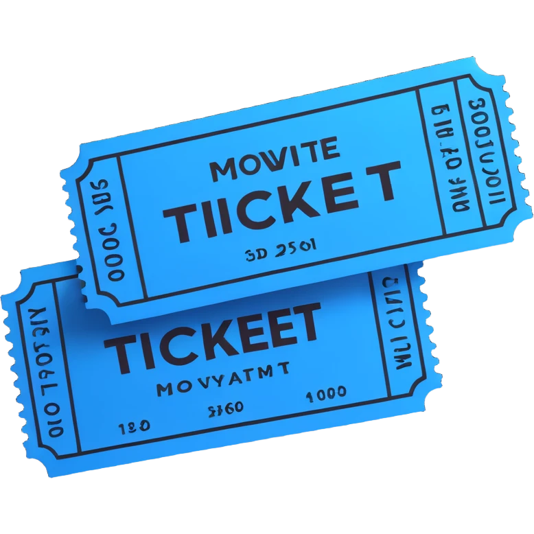 3D movie ticket in blue color emoji