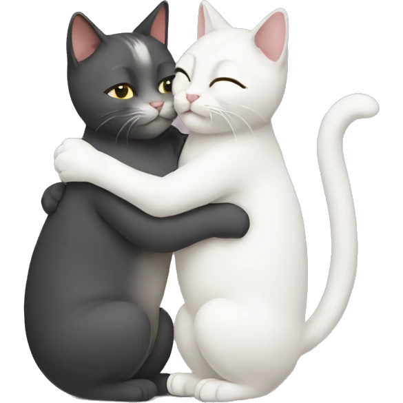 Two cats hug cute emoji