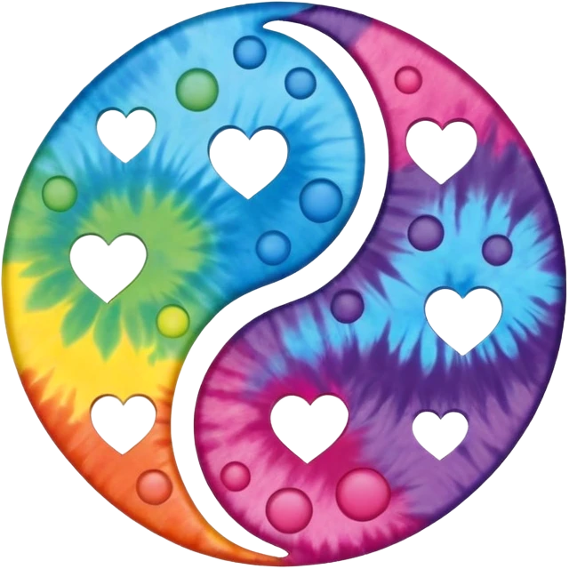 Tie dye ting yang with hearts as the dots emoji
