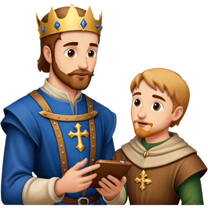duke talking to medieval painter emoji