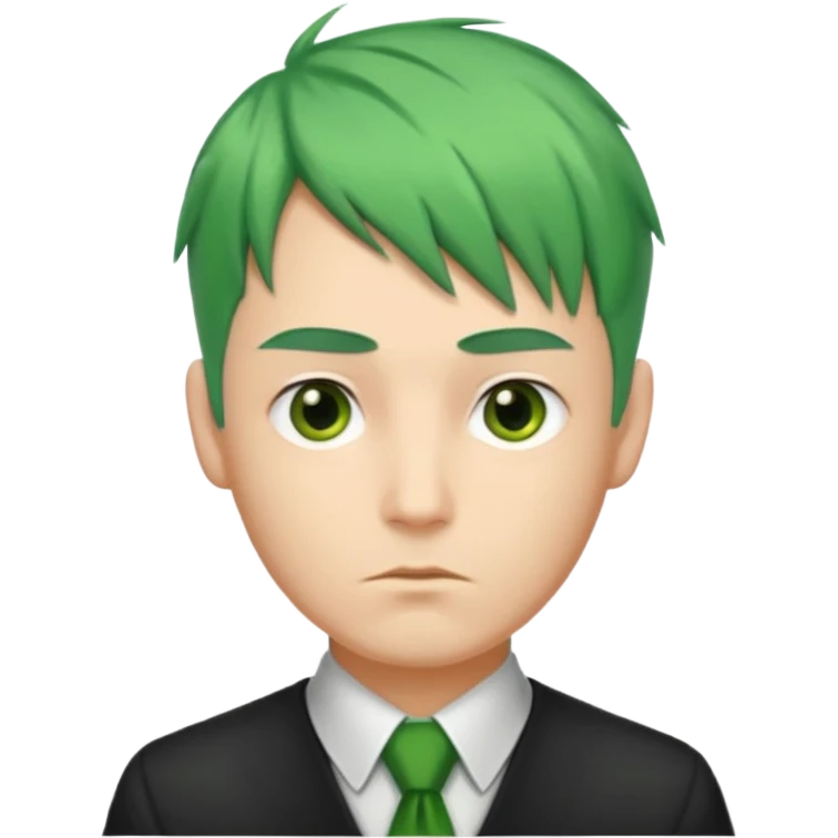 Man with Green Ponytail – green tied hair, calm serious face. emoji