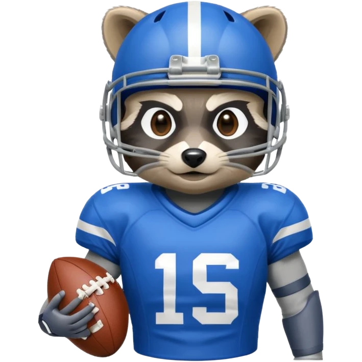 american football player raccoon blue emoji
