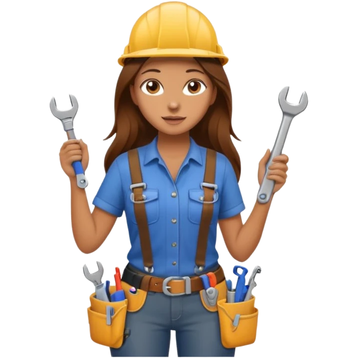beautiful girl with long brown hair constructing new shower in bathroom emoji