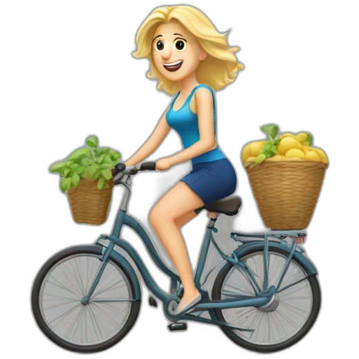 Une blonde sur un vélo avec epagneul emoji
